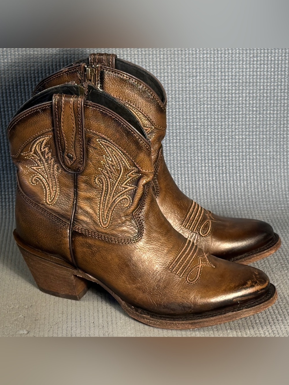 J.B. Dillon Brown Leather Western Heeled Boots